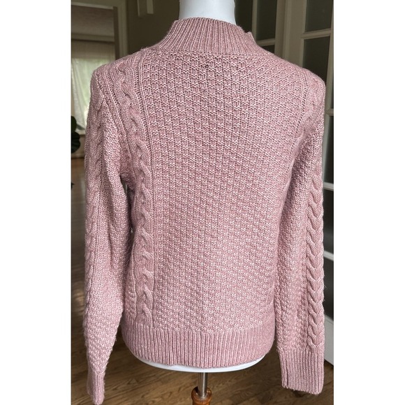 Abercrombie & Fitch Pink Cable Knit Sweater Women's Small Cotton Blend Soft - Picture 5 of 8